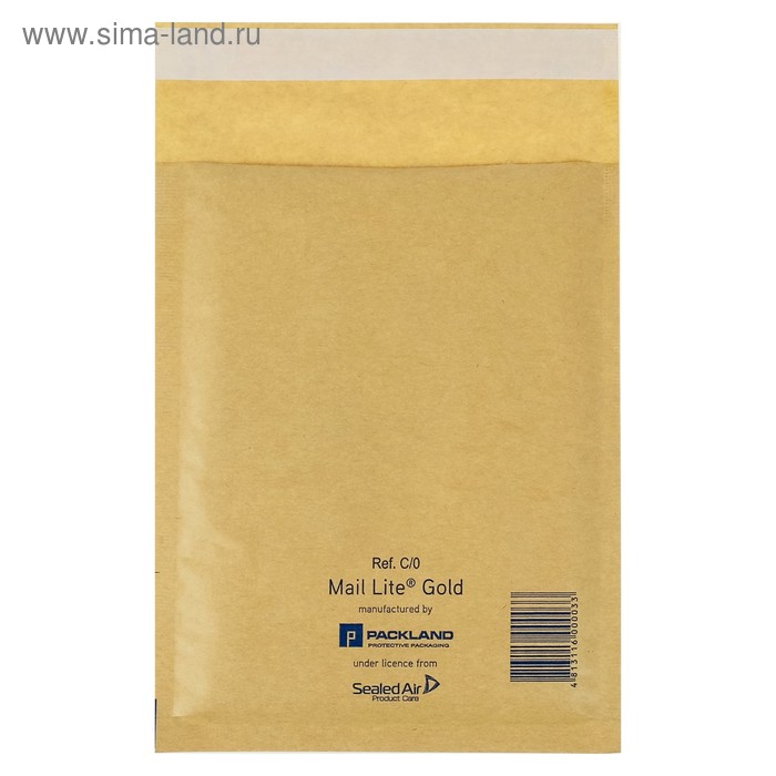 Крафт-конверт с воздушно-пузырьковой плёнкой Mail Lite, 15х21 см, Gold - Фото 1