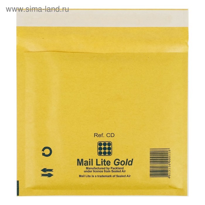 Крафт-конверт с воздушно-пузырьковой плёнкой Mail Lite, 18х16 см, Gold - Фото 1