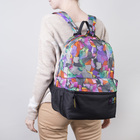 Рюкзак молодёжный, отдел на молнии, наружный карман, цвет чёрный/разноцветный - Фото 1