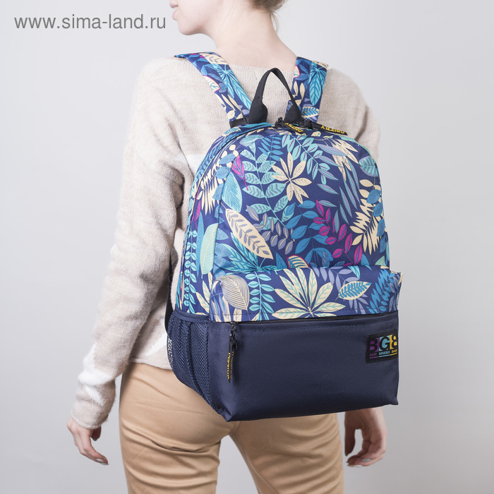 Рюкзак молодёжный, отдел на молнии, наружный карман, цвет синий/разноцветный - Фото 1
