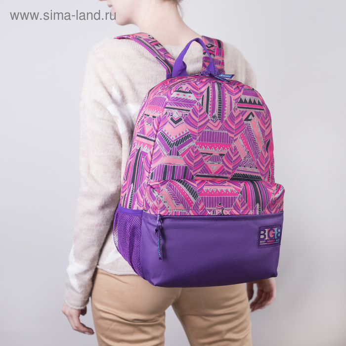 Рюкзак молодёжный, отдел на молнии, наружный карман, цвет фиолетовый/розовый - Фото 1
