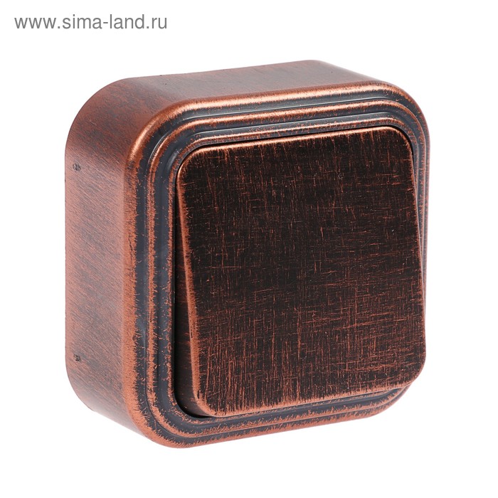 Выключатель "Элект" VA 16-131-ЧМ, 16 А, 1 клавиша, наружный, цвет черный под медь - Фото 1