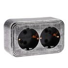 Розетка «Элект» RA 16-238-ЧС, 16 А, 250 В, двухместная, открытая, с з/к, черная под серебро - Фото 1