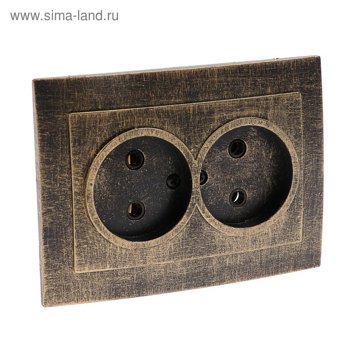 Розетка "Элект" RS 16-237-ЧБ, двухместная, скрытая, без з/к, 16 А, цвет черный под бронзу - Фото 1