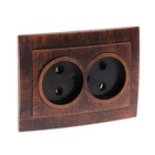 Розетка "Элект" RS 16-237-ЧМ, 16 А, 250 В, двухместная, скрытая, без з/к, черная под медь - Фото 1