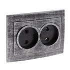 Розетка «Элект» RS 16-237-ЧС, 16 А, 250 В, двухместная, скрытая, без з/к, черная под серебро - Фото 1