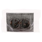 Розетка "Элект" RS 16-238-ЧС, 16 А, 250 В, двухместная, скрытая, с з/к, черная под серебро - Фото 3