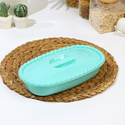 Миска с крышкой IDEA, 1.5 л, 16.5×28×6.5 см, пластик, голубой