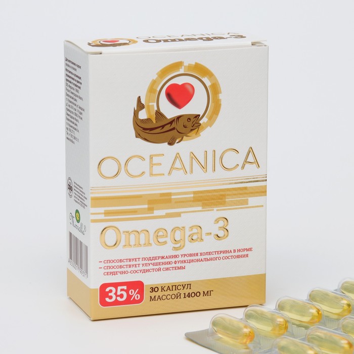 Пищевая добавка «Океаника Омега-3 - 35%», для сердца, 30 капсул по 1400 мг - Фото 1