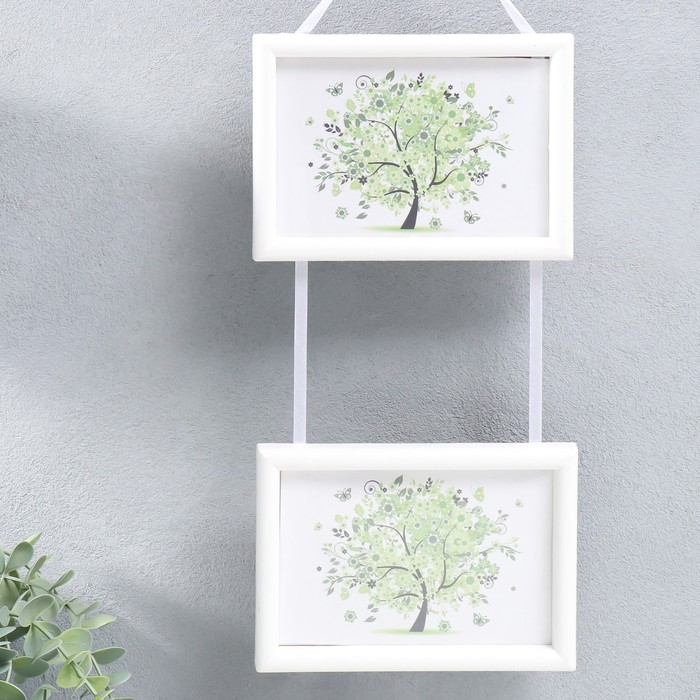 Фоторамка - коллаж на 2 фото 10×15 см «Двойная», белый, (пластиковый экран)