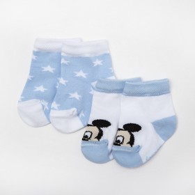 Набор носков "Mickey Mouse", белый/голубой, 12-14 см