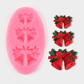 Молд «Колокольчики», силикон, 8,6×5,2 см, цвет розовый (комплект 2 шт)