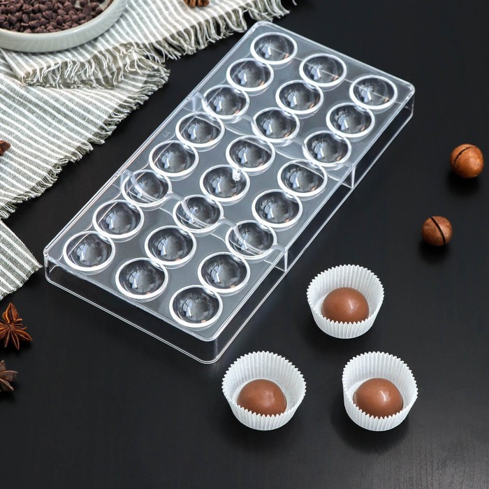 Форма для конфет и шоколада KONFINETTA «Полусфера», 27,5×13,5 см, 24 ячейки (3×3 см)
