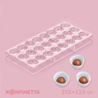 Форма для конфет и шоколада KONFINETTA «Полусфера», 27.5×13.5 см, 24 ячейки 3×3 см, пластик, прозрачная - Фото 2