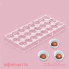 Форма для конфет и шоколада KONFINETTA «Полусфера», 27.5×13.5 см, 24 ячейки 3×3 см, пластик, прозрачная - Фото 9