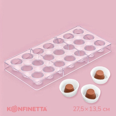 Форма для конфет и шоколада KONFINETTA «Конфетти», пластик, 27.5×13.5 см, 21 ячейка, прозрачная