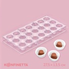 Форма для конфет и шоколада KONFINETTA «Конфетти», пластик, 27.5×13.5 см, 21 ячейка, прозрачная  (артикул 4288404)  большой выбор товаров оптом и в розницу по низким ценам с доставкой