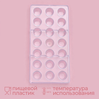 Форма для конфет и шоколада KONFINETTA «Конфетти», пластик, 27.5×13.5 см, 21 ячейка, прозрачная