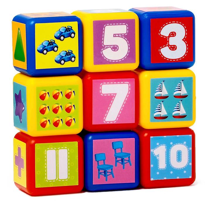 Набор цветных кубиков «Счёт», 9 штук, 4 х 4 см, по методике Монтессори - фото 1884931061