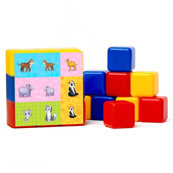 Набор цветных кубиков «Животные», 9 штук, 4 х 4 см, по методике Монтессори - фото 1884931068