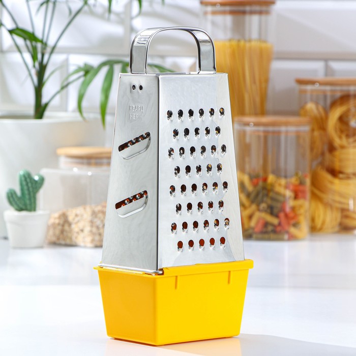 Тёрка КВАРЦ «Сталь», 4 грани, из нержавеющей стали, 11×9×27 см, МИКС - Фото 1