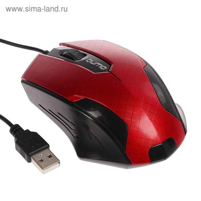 Мышь Qumo M14 Office, проводная, оптическая, 3 кнопки, 1000 dpi, USB, красная - Фото 1