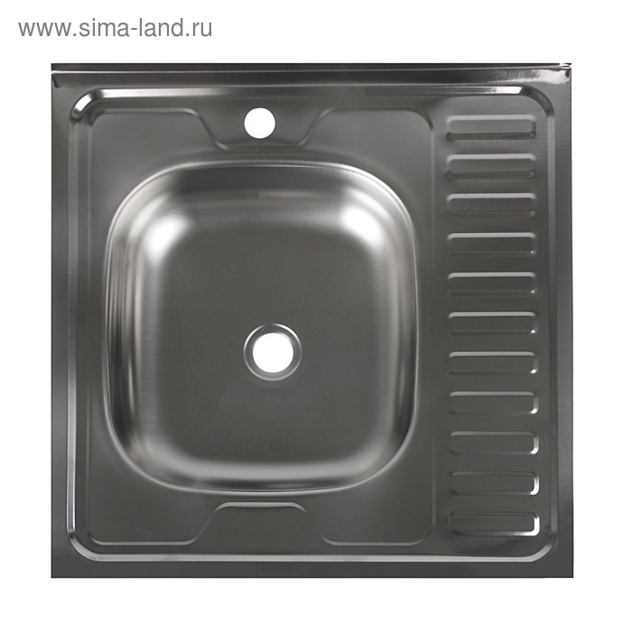 УЦЕНКА Мойка кухонная «Владикс», накладная, без сифона, 60×60 см, левая, нерж сталь 0.4 мм - Фото 1
