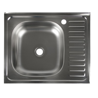 УЦЕНКА Мойка кухонная "Владикс", накладная, без сифона, 60х50 см, левая, нерж сталь 0.4 мм