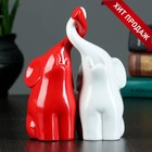 Фигура "Пара слонов" белый/красный, 9х12х16см - фото 8823386