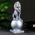Фигура "Лев сидя на шаре" серебро, 43х17см - Фото 1