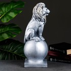 Фигура "Лев сидя на шаре" серебро, 43х17см - Фото 2