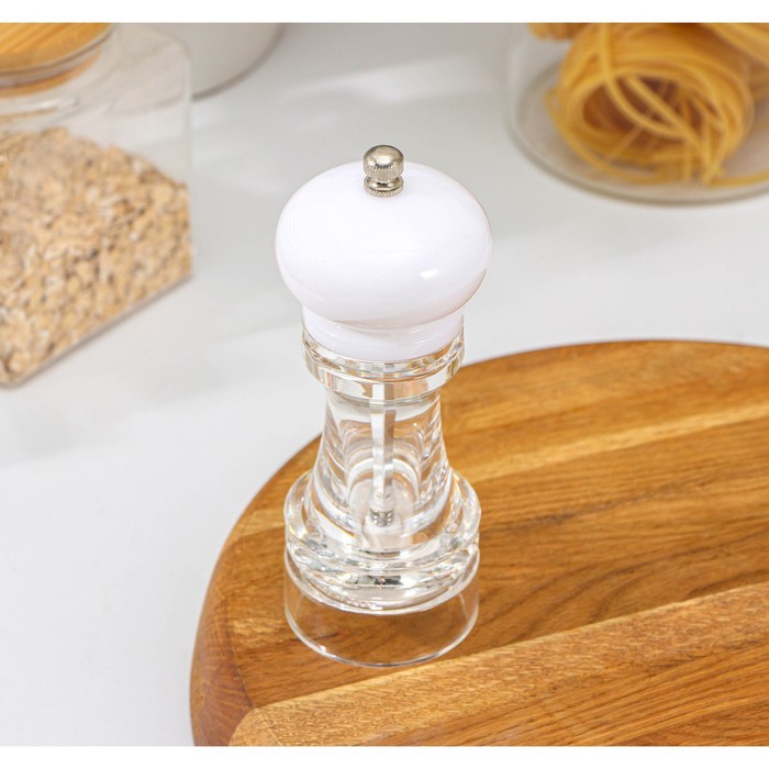 Мельница для специй Доляна «Скина», керамический механизм, 16×6 см, белая - Фото 1