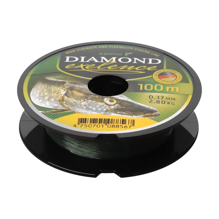 Леска монофильная Salмo Diaмond EXELENCE, диаметр 0.17 мм, тест 2.8 кг, 100 м, зелёная - Фото 1