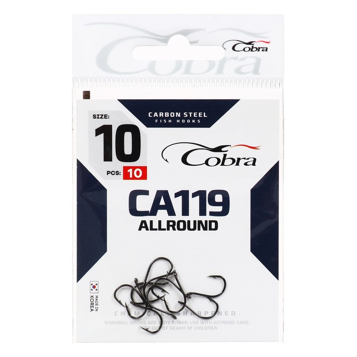 Крючки Cobra ALLROUND, серия CA119, № 10, 10 шт. - Фото 1