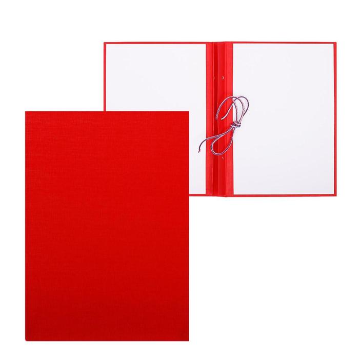 Папка для дипломных работ (без надписи) бумвинил, гребешки/сутаж, без бумаги, красная (вместимость до 150 листов) - Фото 1