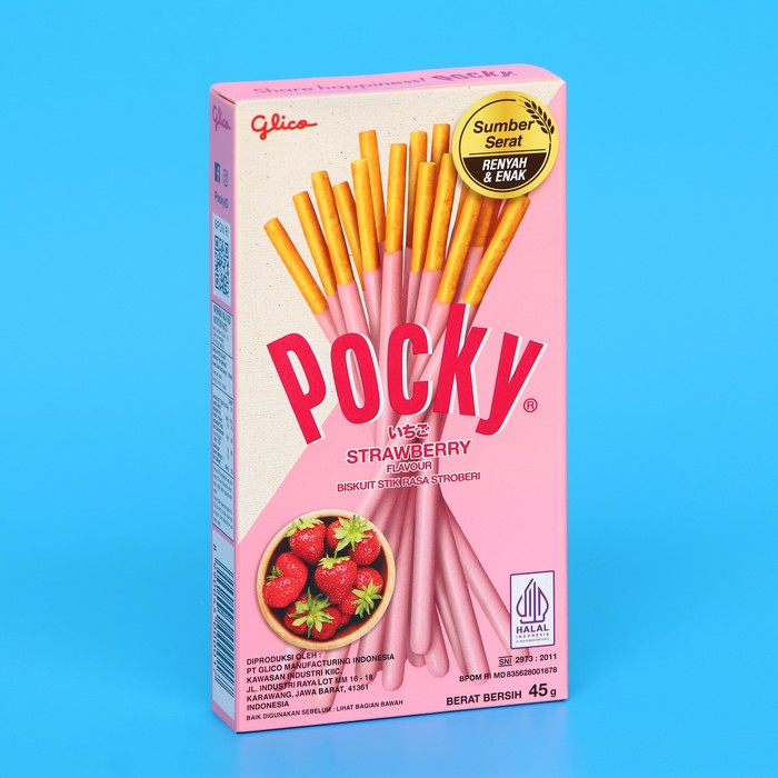 Бисквитные палочки POCKY со вкусом клубники, 45 г - Фото 1