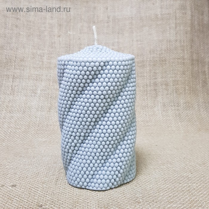 Свеча "Жемчужная витая" серая 7,5х13,5 - Фото 1