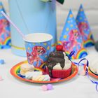 Набор бумажной посуды «Красавица пони», радуга и звёзды, 6 стаканов, 6 тарелок, 6 колпаков, 1 гирлянда - фото 35915034