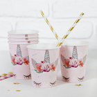 Одноразовая посуда «Единорог», 6 тарелок, 6 стаканов, 6 колпаков, 1 гирлянда - фото 42715433