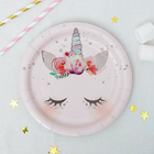 Одноразовая посуда «Единорог», 6 тарелок, 6 стаканов, 6 колпаков, 1 гирлянда - фото 42715435