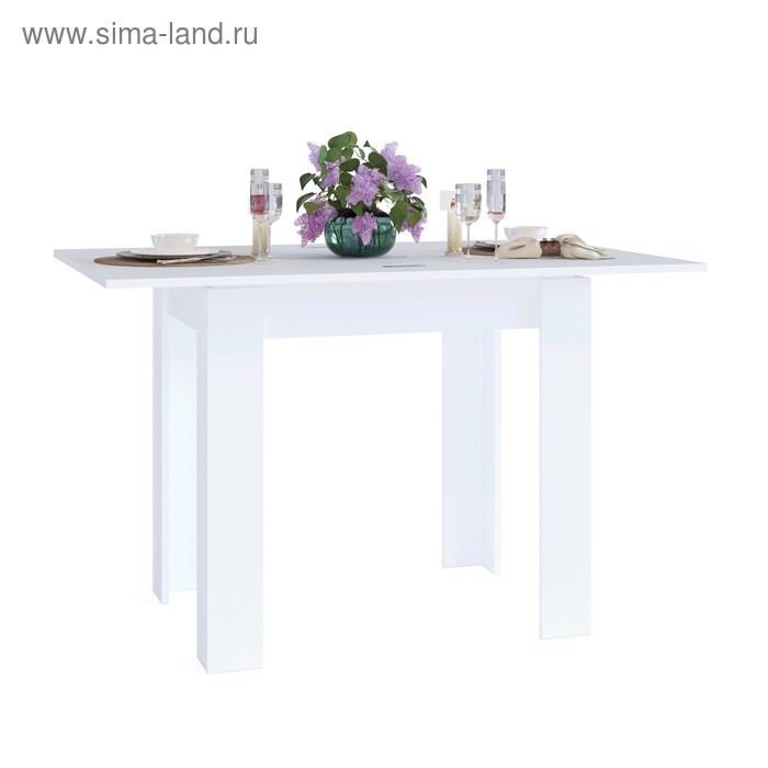 Стол кухонный раскладной, 800(1200) × 600(800) × 770 мм, цвет белый - Фото 1