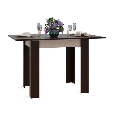 Стол кухонный раскладной, 800(1200) × 600(800) × 770 мм, цвет белёный дуб / венге