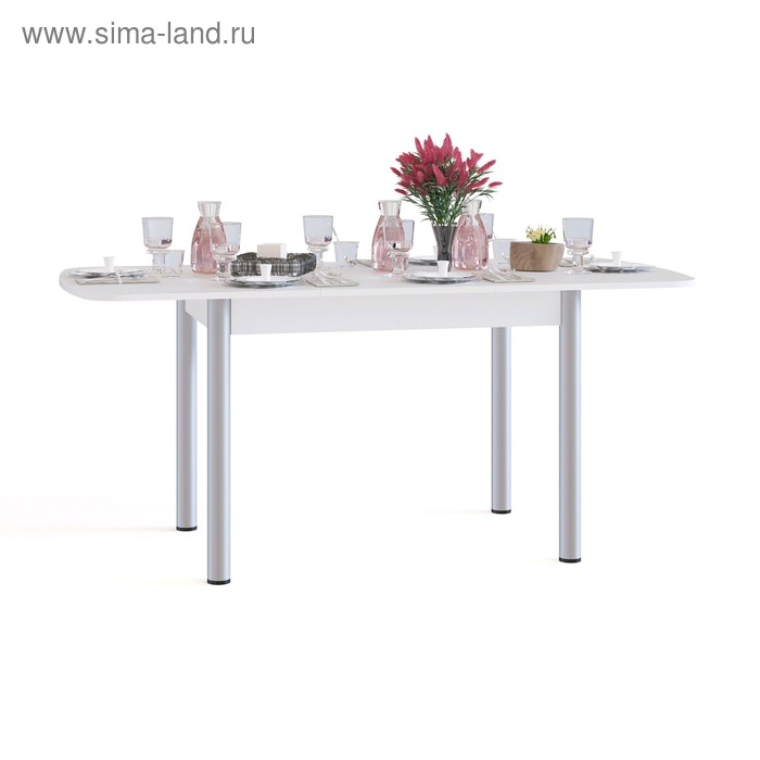 Стол кухонный раздвижной, 1200(1646) × 800 × 756 мм, цвет белый