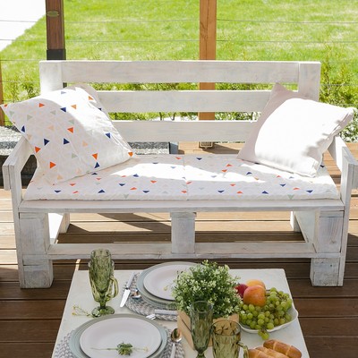 Подушка на 2-местную скамейку Этель «Треугольники», 45 × 120 см, репс с пропиткой ВМГО, 100%-ный хлопок