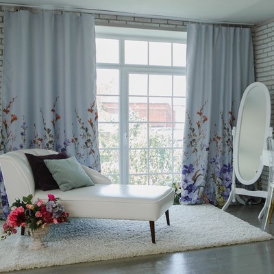 Штора портьерная «Этель. Акварель», 145×265 см, фиолетовая