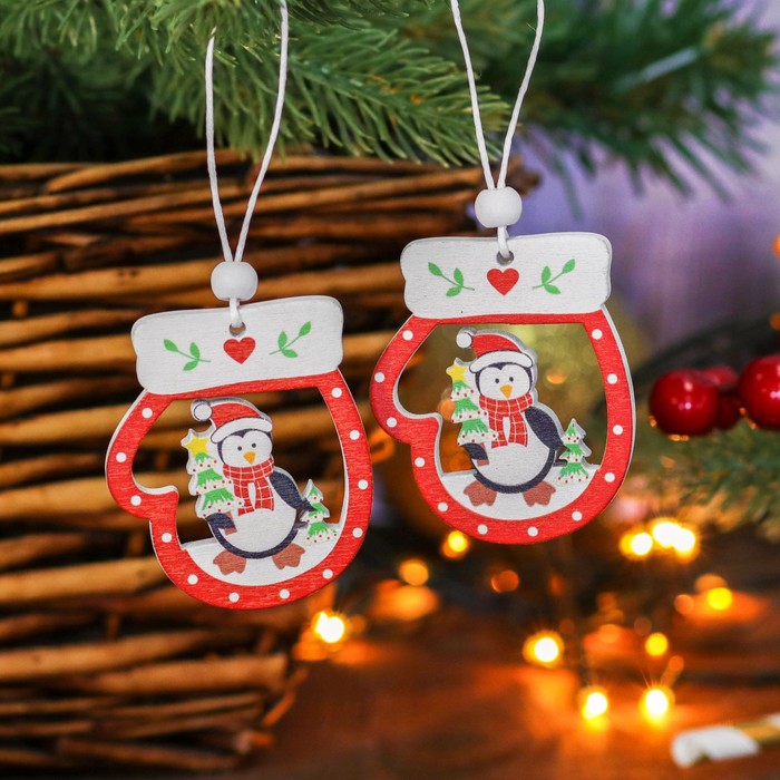 Елочные игрушки «Варежки», 2 шт. - Фото 1