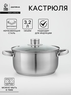 Кастрюля Доляна «Сильве», 3.2 л, d=20 см, капсульное дно, индукция, нержавеющая сталь - Фото 1