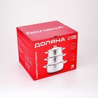 Набор кастрюль из нержавеющей стали Доляна «Сильве», 3 предмета: 2.3 л, 3.2 л, 4.2 л, крышки - Фото 5