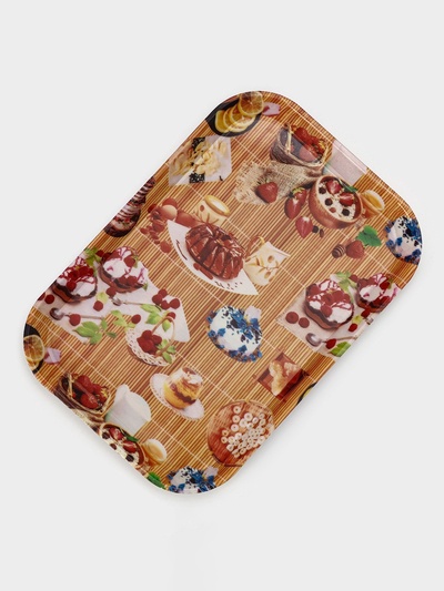 Поднос прямоугольный Доляна «Самобранка», 30×21×1.8 см, пластик, рисунок МИКС