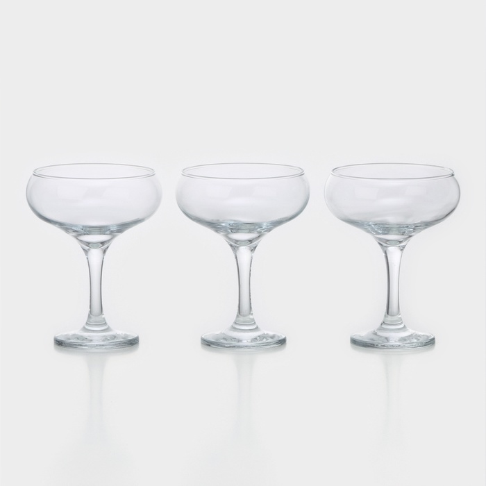 Набор стеклянных бокалов для шампанского Bistro, 260 мл, 3 шт - фото 1908224556